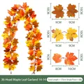 Künstliche Ahornblatt Girlande 175cm Länge für Herbst und Erntedankfest Wanddekoration - 36-Kopf Ahornblatt Rebe (Stil 14-14) - Inklusive 2 Haken / Herbst Orange-Rot Verlauf