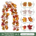 Detaillierte Größenangabe für 175 cm künstliche Ahornblattgirlande für Herbstdekorationen - 36-Kopf Ahornblatt Rebe (Stil 14-2) - Inklusive 2 Haken / Herbst Bunte Mischung