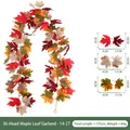 Künstliche Herbst Ahornblatt Girlande für Halloween und Erntedankfest Dekoration - 36-Kopf Ahornblatt Rebe (Stil 14-27) - Inklusive 2 Haken / Natürliche Herbstfarbe