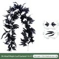 Künstliche schwarze Ahornblatt-Girlande für Halloween-Dekoration, 175 cm Länge. - 36-Kopf Ahornblatt-Stil (Stil 14-37) / Schwarz