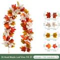 175cm künstliche Ahornblatt Girlande mit 36 Köpfen für Herbst Thanksgiving Deko - 36-Kopf Ahornblatt-Stil (Stil 14-31) / Rot Orange Gelb Beige Mix