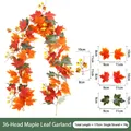 175cm künstliche 36-Kopf Ahornblatt-Girlande für herbstliche Erntefest-Dekoration - 36-Kopf Ahornblatt-Stil (Stil 14-43) / Orange Rot Grün Gelb
