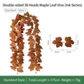 Künstliche Ahornblatt-Girlande 175cm für Herbst- und Halloweendeko - 36-Kopf Tuschserie (Stil D) / Orangegelb