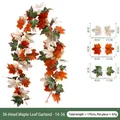 Modell 14-36 175cm künstliche Ahornblattgirlande für Herbst und Halloween Dekoration - 36-Kopf Ahornblatt-Stil (Stil 14-36) / Orange Rot Gelb Grün Mix