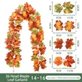 Künstliche Ahornblatt-Girlande für den Herbst mit Maßen und Gewichtsspezifikationen - Herbstserie (Stil 14-16) / 36 Köpfe/Packung / Orange Gelb Grün Gradient