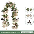 Dekorative 175 cm künstliche Ahornblattrebe mit 36 Blättern für Herbstdekorationen - Herbstserie (Stil 14-41) / 36 Köpfe/Packung / Gemischter Farbverlauf