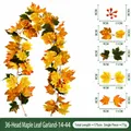 Künstliche Ahornblattgirlande für Herbst- und Halloween-Deko, 175 cm Länge, 36 Köpfe - 36-Kopf Ahornblatt-Girlande (Stil 14-44) / Herbst Rot Gelb Grün Mischung