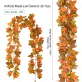 Realistische 175cm künstliche Ahornblatt-Girlande mit 36 Köpfen für Herbstdekorationen - 36-Kopf Ahornblatt-Girlande (Stil 666) / Orange-Gelb-Grün-Verlauf