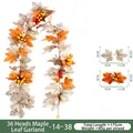 Künstliche Ahornblatt Girlande Herbst Dekoration mit gelben Beeren 175cm lang - 36-Kopf Ahornblatt-Girlande (Stil 14-38) / Orange-Beige-Grau-Verlauf