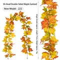 Künstliche Ahornblattgirlande 175cm für herbstliche Erntedankfest Heimdekoration - 36-Kopf Doppelblatt Ahornranke (Stil 222) / Natürliches Herbst-Orangegelb