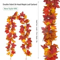 Künstliche Ahornblatt-Girlande, 175 cm lange Ranke für herbstliche Deko. - 36-Kopf Doppelblatt Ahornranke (Stil 999) / Sonnenuntergang Farbverlauf