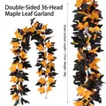 Künstliche Ahornblatt-Girlande in Orange und Schwarz für Halloween-Deko, 175 cm lang. - 36-Kopf Doppelblatt Ahornranke (Stil 1616) / Orange Und Schwarz