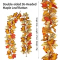 Künstliche Ahornblatt-Girlande, 175 cm lang, 36 Köpfe für herbstliche Dekoration - 36-Kopf Doppelblatt Ahornranke (Stil 1212) / Orange-Gelb-Rot Herbstverlauf