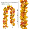 175cm Künstliche Herbst Ahornblatt Girlande für Erntedankfest Herbstdekoration - 36-Kopf Doppelblatt Ahornranke (Stil 1010) / Rot-Gelb-Orange Herbstlaubverlauf