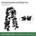 Dekorative 175 cm schwarze künstliche Ahornblatt-Girlande für Halloween- und Herbstpartys - 36 Köpfe Doppelblatt Ahorn Stil (Nr. 16) / Schwarz