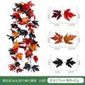 175 cm künstliche Ahornblatt-Girlande in Schwarz und Orange für Halloween und Herbstdeko - 36-Kopf Doppelblatt-Ahorn-Stil (Stil G) / Schwarz Rot Orange