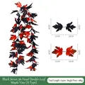 Halloween Ahornblatt-Girlande in Schwarz und Orange für die Herbstdeko, 175 cm - 36-Kopf Doppelblatt-Ahorn-Stil (Stil H) / Schwarz und Orangerot