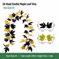 Künstliche Ahornblatt-Girlande in Schwarz und Gelb, 200 cm für Halloween Herbstdeko - 26 Köpfe Doppelblatt Ahorn Stil (Stil 03) / Schwarz und Gelb