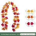 Künstliche Ahornblatt-Girlande 200 cm mit 26 Köpfen für Halloween und Erntedank-Dekor - 26 Köpfe Doppelblatt Ahorn Stil (Stil 14-45) / Rot Orange Gelb