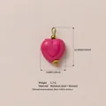 Ciondolo a cuore in smalto rosa con finitura in acciaio inossidabile dorato per gioielli - Ciondolo a Cuore Rosso Rosa (#30) / 1 Pezzo