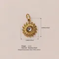 Ciondolo sole vintage in acciaio inossidabile placcato oro 18K con cristallo - Ciondolo a Sole con Gemma (#54) / 1 Pezzo