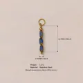 Pendente in acciaio inossidabile dorato con tre perline ovali blu per gioielli fai-da-te - Ciondolo a Gemma Blu (#85) / 1 Pezzo