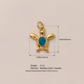 Ciondolo a forma di tartaruga in acciaio inossidabile placcato oro 18K - Ciondolo a Tartaruga con Gemma (#87) / 1 Pezzo