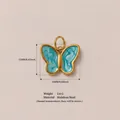 Ciondolo a farfalla in acciaio inossidabile placcato oro 18K con smalto blu, 16x12mm. - Ciondolo a Farfalla Blu (#93) / 1 Pezzo