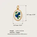 Pastoral style copper oval pendant with blueberry design and gold finish - Blueberry Pendant (1 Blueberry Pendant) / 19.7x12.9mm