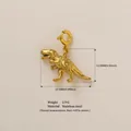Ciondolo dinosauro T-Rex in acciaio inossidabile dorato con dettagli di misura - Ciondolo Dinosauro / 1 Pezzo