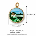 Healing pastoral landscape pendant in copper with house and duck design details - Pastoral House Pendant (5 House Pendants) / 17.2x19.2mm