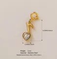Ciondolo nota musicale dorata con cristallo a cuore, acciaio inox 18K - Ciondolo a Nota Musicale Cuore / 1 Pezzo