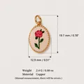 Vintage style copper rose pendant charm with 18k gold plating and delicate floral detail - Single Rose (MQPK254807S) / 19.7x12.9mm