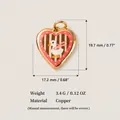 Copper heart pendant featuring a cute duck design with 18K gold plating finish - Goose with Pink Scarf (MQPK254807S) / 19.7x17.2mm