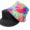 Doppelseitiger Retro-Fischerhut mit Batikmuster und Schwarz für Sonnenschutz. - M (56-58cm) / Wirbel Batik Druck Stil (4#)