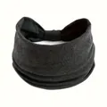 Breites dunkelgraues elastisches Haarband aus weichem, strukturiertem Strickstoff - Dunkles Melange-Grau