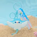 Süßer hellblauer Rochen-Schlüsselanhänger mit Marine-Life-Band für Taschen - Manta Rochen / Standardverpackung / Blau