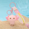 Cute pink cartoon axolotl keychain with marine animal strap for summer gift idea - Axolotl / Standard Packaging / Pink