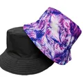 Cappello alla pescatora reversibile con lato nero e vivace stampa tie-dye viola - M (56-58cm) / Stile Tie-Dye Viola Blu Rosa (27#)