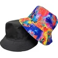 Dettaglio di cappelli alla pescatora reversibili neri e con stampe tie-dye - M (56-58cm) / Stile Stampa Tie-Dye Alta Saturazione (20#)