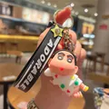 Süßer Crayon Shin-chan PVC-Schlüsselanhänger im weißen Schlafanzug mit bunten Mustern - Pvc Crayon Shin-chan Schlafpose - Weißer Pyjama