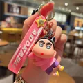 Crayon Shin-chan Zeichentrick-Schlüsselanhänger aus PVC mit rosa Silikonband und Sternen - Pvc Crayon Shin-chan Schlafposition - Rosa Oberteil