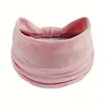 Weiches rosa breites elastisches Stirnband mit gerafftem Design für Hautpflege und Yoga - Rosa