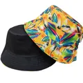Cappello alla pescatora reversibile con stampa floreale vivace e lato nero tinta unita - M (56-58cm) / Stile Stampa Floreale Tropicale (30#)