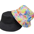 Cappello a secchiello reversibile nero e tie-dye colorato per protezione solare estiva casual. - M (56-58cm) / Stile Design Tie-Dye Multicolore (31#)