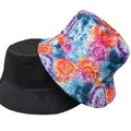 Cappello a secchiello reversibile con un lato nero e uno con stampa tie-dye vivace - M (56-58cm) / Stile Stampa Tie-Dye Vivace (38#)
