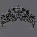 Tiara gótica negra de murciélago y luna con diamantes de imitación para Halloween - Corona De Halloween Con Murciélago Negro Ts-j3423gmblk
