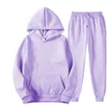 Zweiteiliges hellviolettes Fleece-Hoodie- und passendes Jogginghosen-Set für Design - S / Oberteil Und Unterteil / Lavendel
