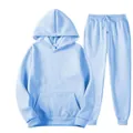 Hellblaues Trainingsanzug-Set mit Kapuzenpullover und passender Jogginghose für Sport - S / Oberteil Und Unterteil / Hellblau