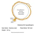 Gold beaded necklace in stainless steel with 18k gold plating and product dimensions - Gold